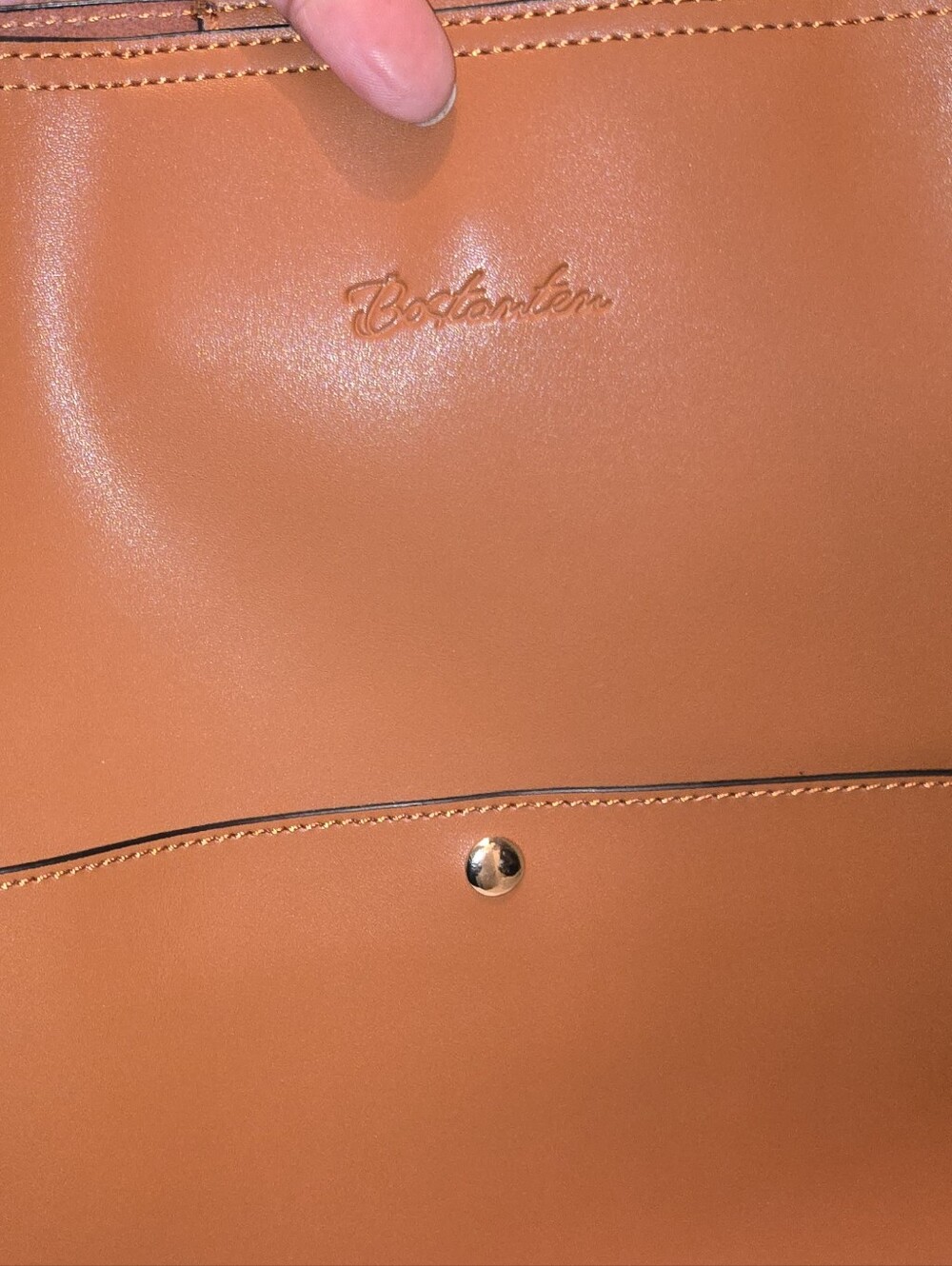 Bostanten Cognac Leather Tote in Warm Brown
